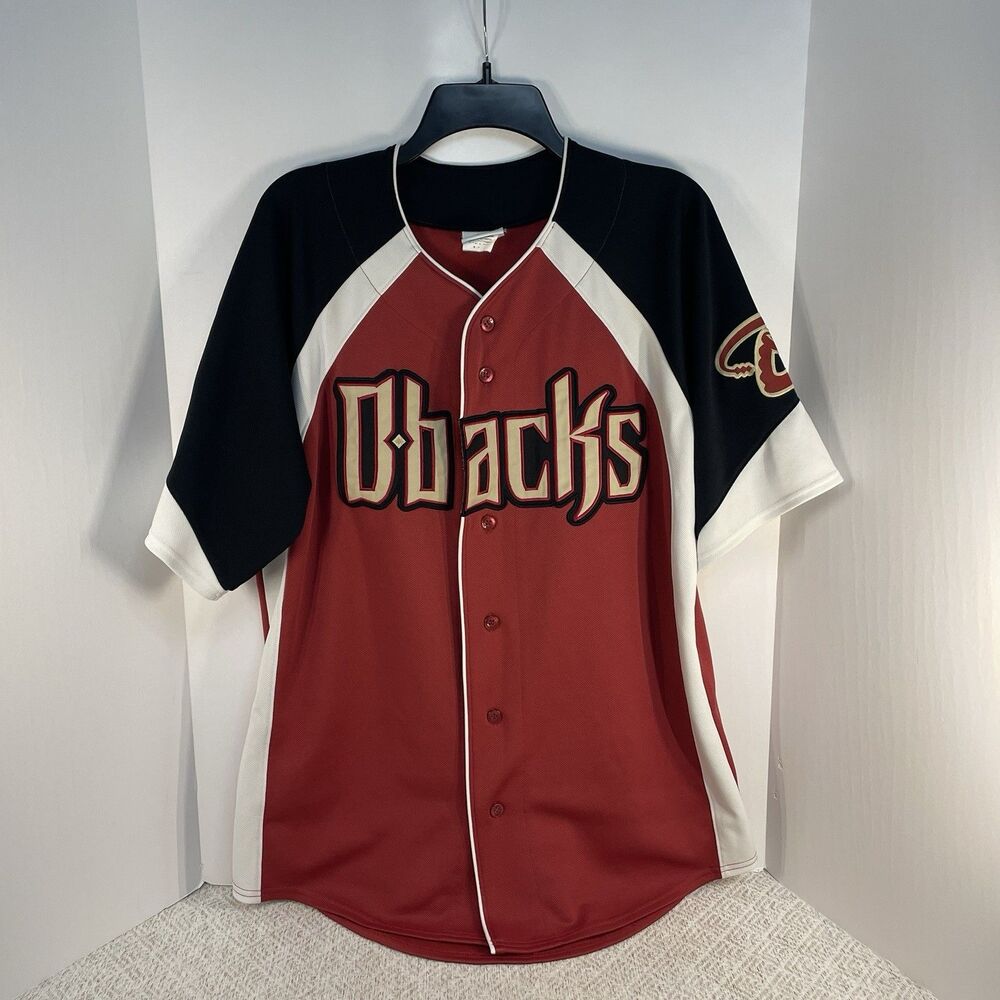 Arizona Diamondbacks Majestic Mens M Jersey Red Black White Short Sleeve *READ*